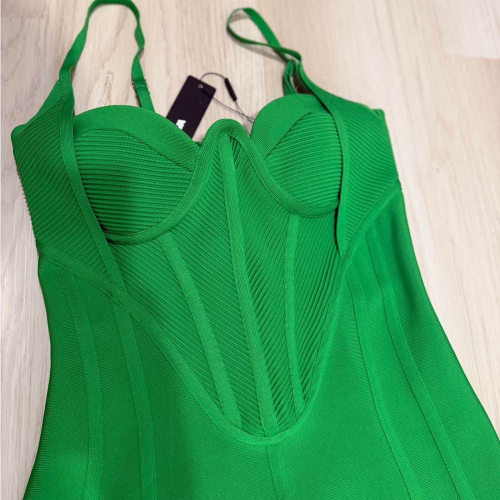 Fashion Nova Emerald Corset Bandage Dress  “ Kash me in VIP “